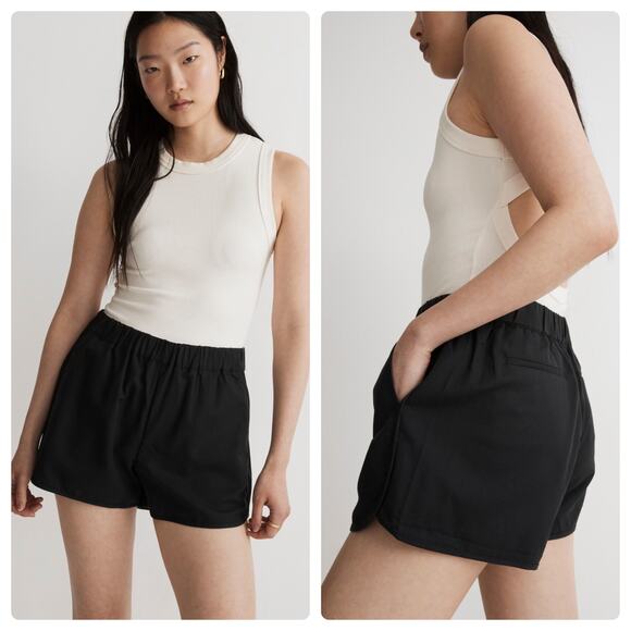 Madewell Womens Comfy Go-To Summer Basic High Rise Pull On Shorts Size L Black‎ - Picture 1 of 8